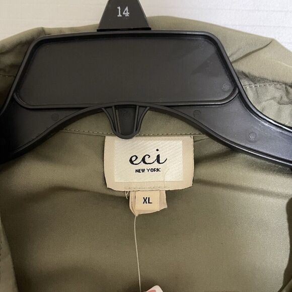 ECI New York Short Sleeve Dress Utility High Low Size XL Olive NWT - Picture 3 of 8